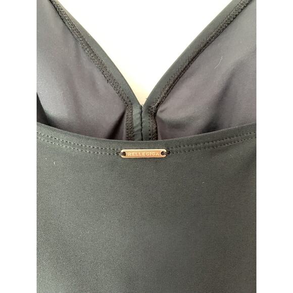 Rellecciga Womens Swimsuit XXL One Piece Black Vneck Skirt Stretch New - Picture 3 of 7